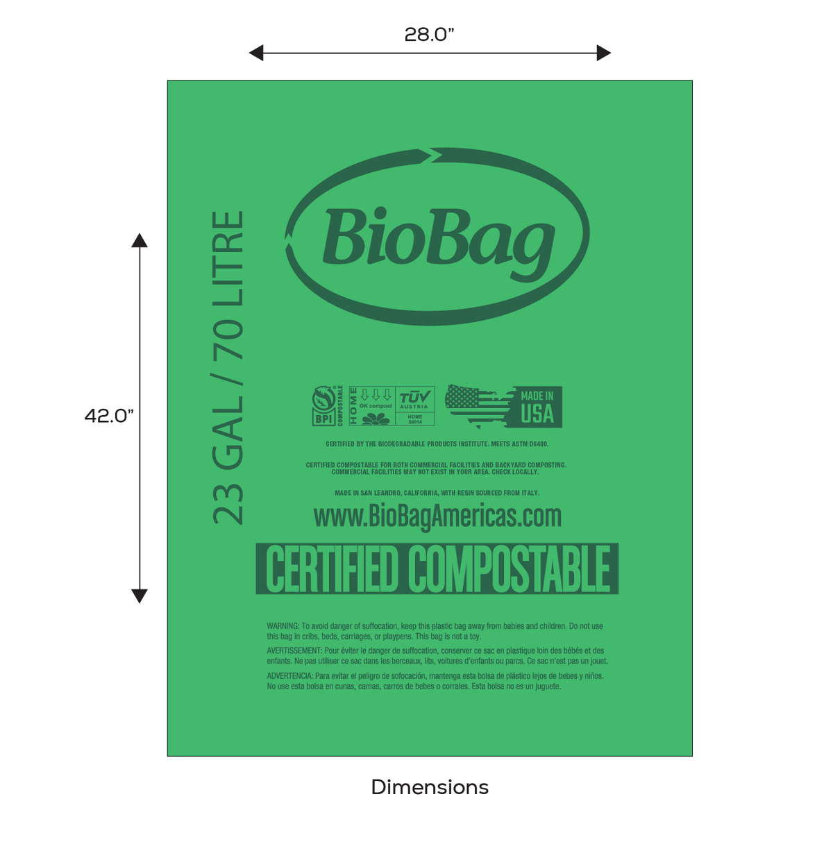 BioBag 2-96 Gallon Compostable Liners