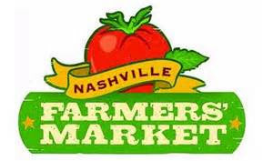 Logo of Nashville Farmers' Market with a tomato and green leaves on a white background