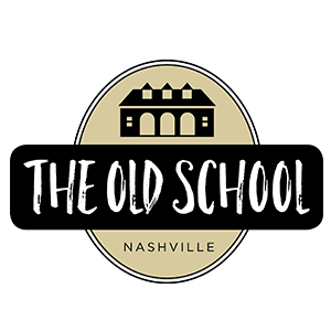 Logo of 'The Old School Nashville' with a black building illustration on a beige background.