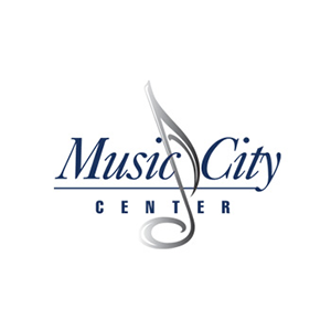 Logo of Music City Center with a stylized music note on a white background